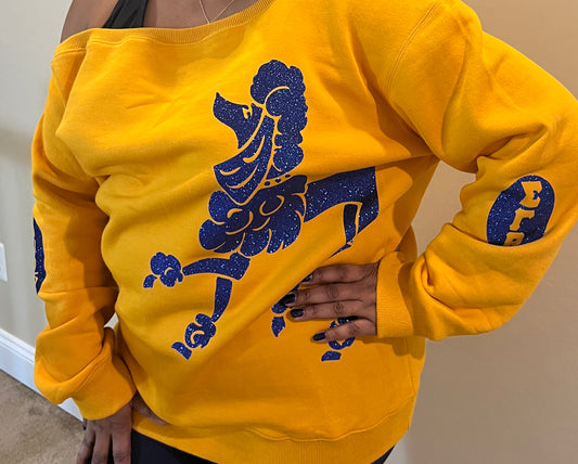 Large Glitter Sigma off-the-shoulder Sweater