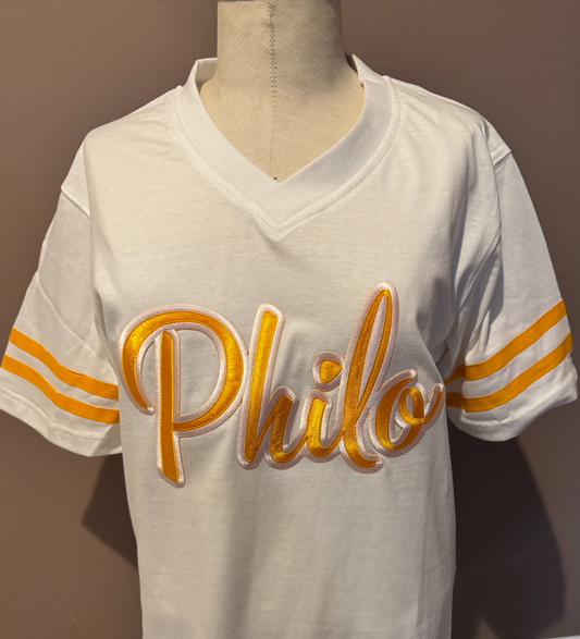 Philo Script Tee with Strips