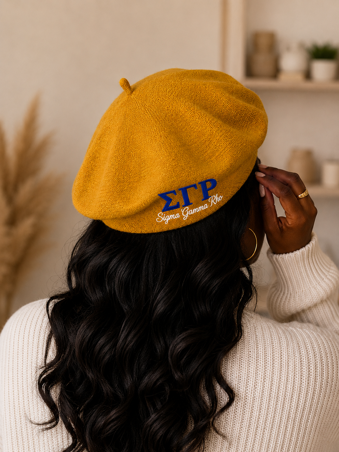 French Sigma Embroidered Beret