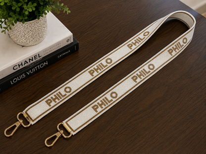 Philo White Beaded Purse Strap