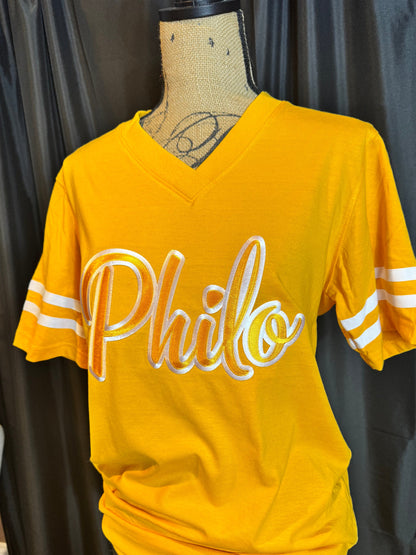 Philo Script Tee with Strips