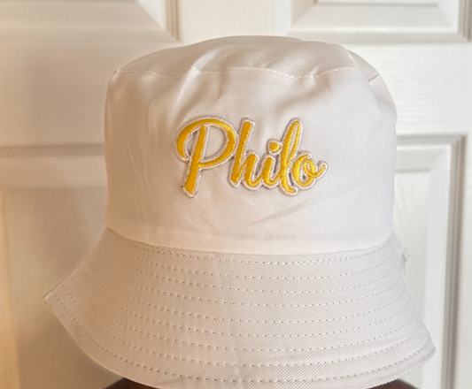 White PHILO Bucket Hat