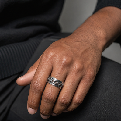 Stainless Steel Ring with Rope