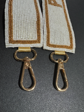 Philo White Beaded Purse Strap