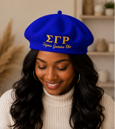 French Sigma Embroidered Beret