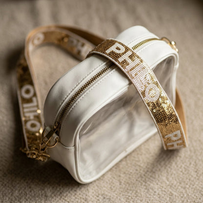 Close-up of the PHILO Crossbody Concert Bag highlighting textured material and craftsmanship with soft shadows.