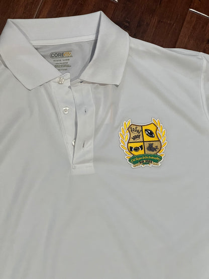 2XL White Fraternity Polo with Patch