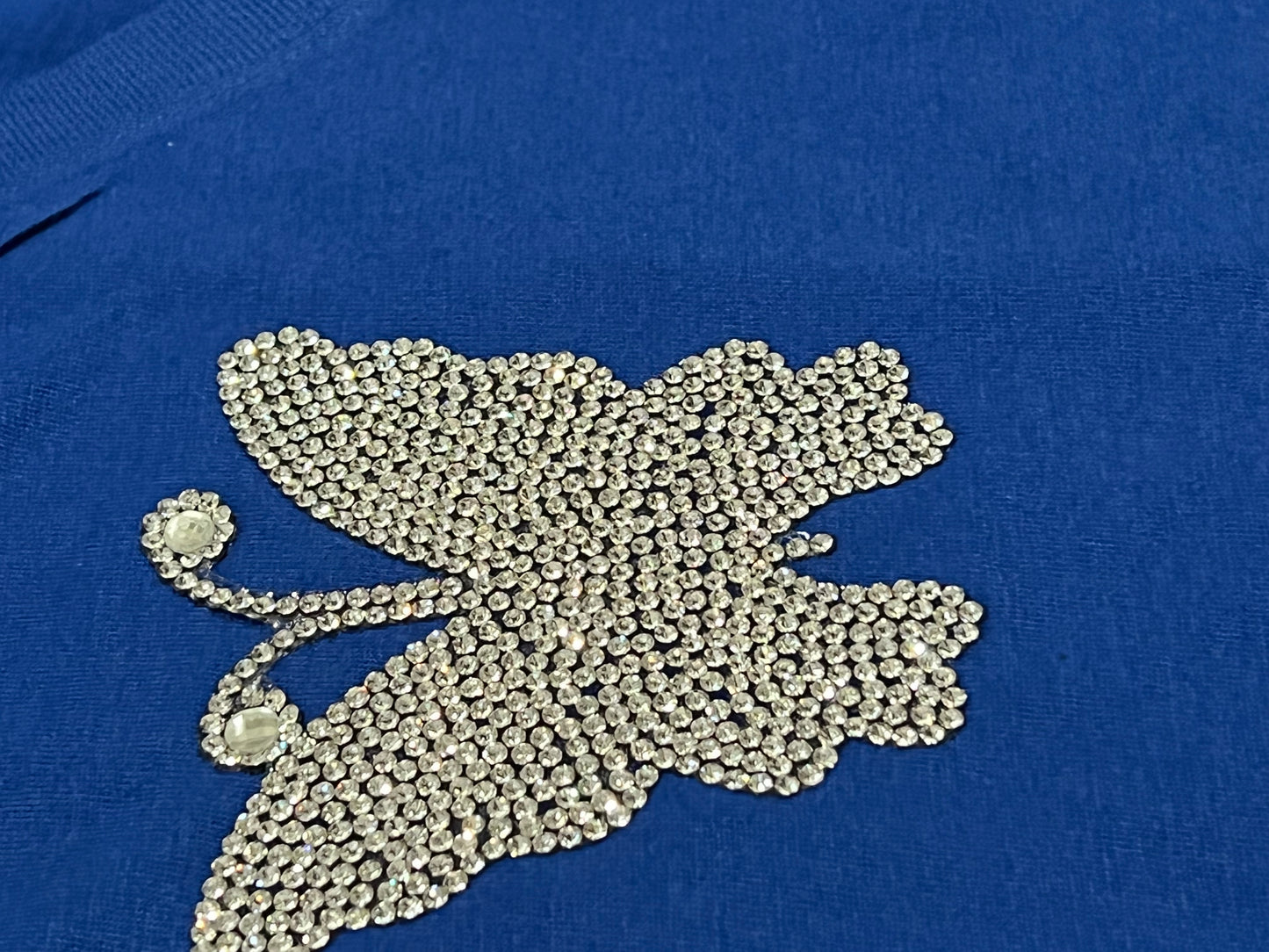 L-XL Vneck Rhinestone Butterfly